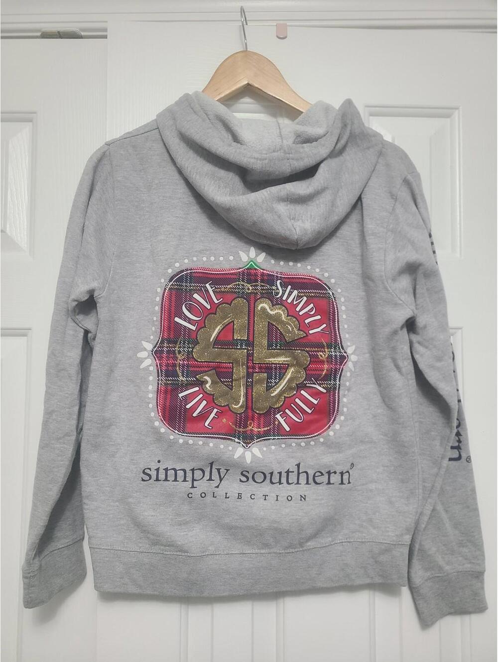 Simply Southern Hoodie Sweatshirt Love Simply Live Fully Women’s Small Gray